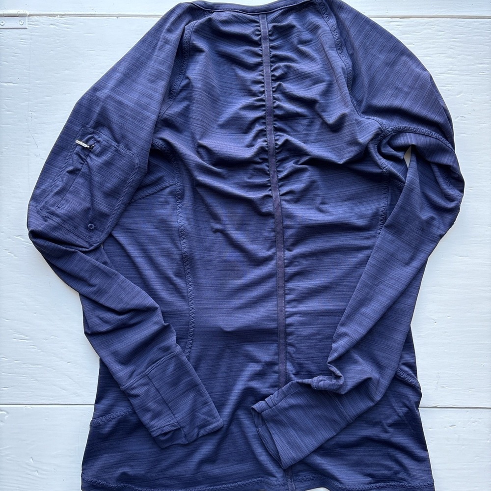 Athleta Women M Athletic Top Navy Blue Quarter Zip Long Sleeve Stretch Running - Picture 12 of 12